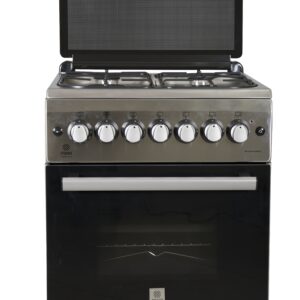 Mika MST60PU4GHI/HC 4 Gas Cooker with Electric Oven, Silver