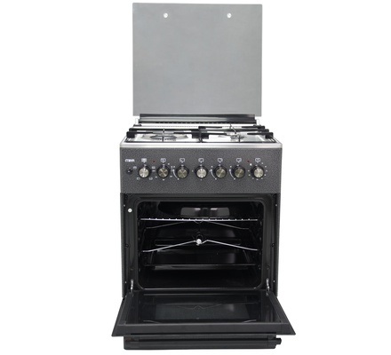 Mika Standing Cooker,  58cm x 58cm,  3 Gas Burner + 1 Electric Plate,  Decor Silver