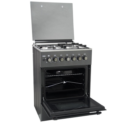 Mika Standing Cooker,  58cm x 58cm,  3 Gas Burner + 1 Electric Plate,  Decor Silver