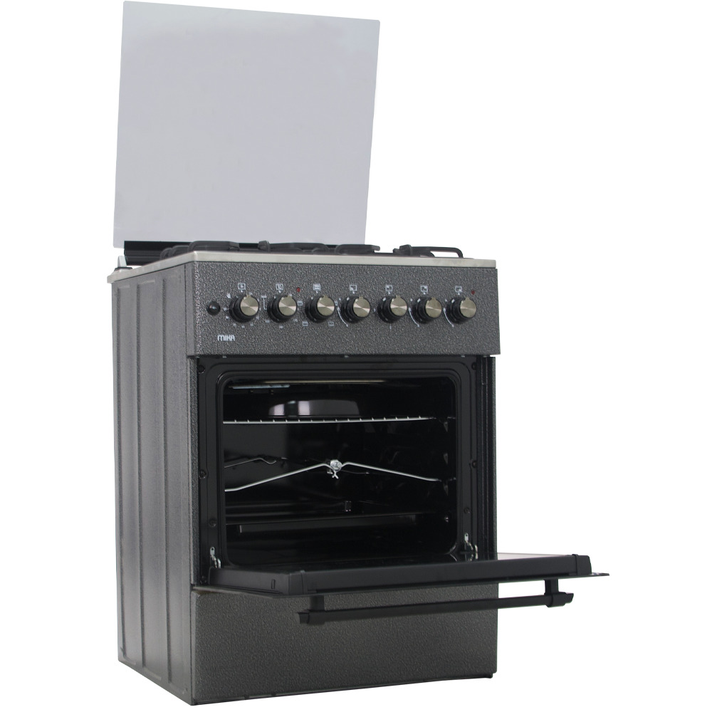 Mika Standing Cooker,  60cm x 60cm,  3 Gas Burner + 1 Electric Plate,  Decor Silver