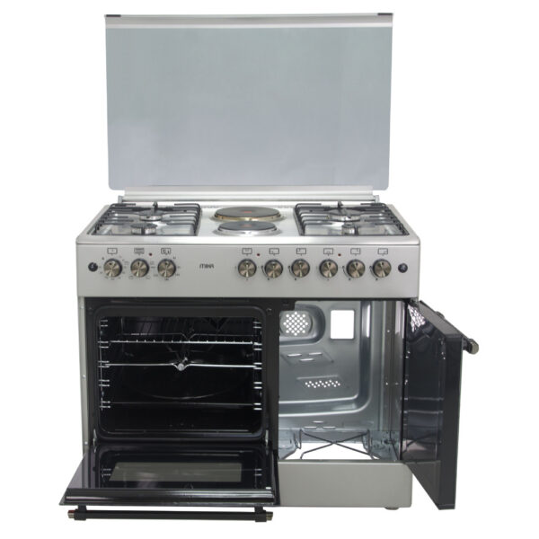 Mika Standing Cooker,  90cm X 60cm,  4 + 2,  Electric Oven,  Silver