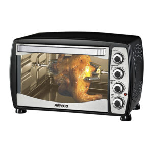 armco aec-3810r(sb) - 38l full convection electric oven,  1600w,  black & stainless steel housing.