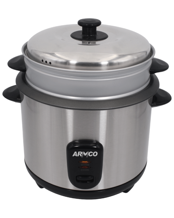 armco arc-280ts - 2 in 1 non stick 2.8l rice cooker and steamer.