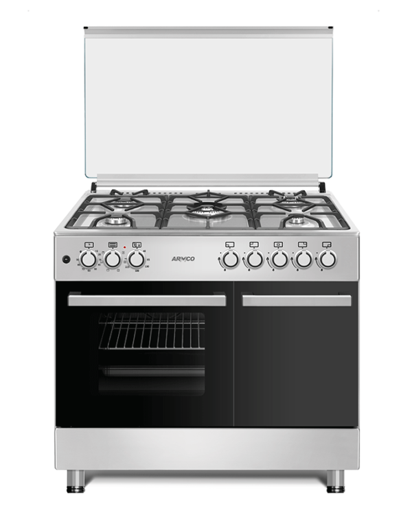 armco gc-f9650zbt(ss) - 5 gas (1 triple wok,  1 mini wok) 60x90 gas cooker.