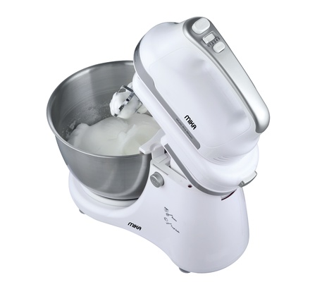 Mika Hand Mixer With Stand,  Milky White & Sliver