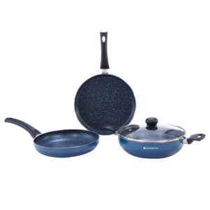 Wonderchef – Sigma Non-Stick Cookware Set,  4Pc (Kadhai With Lid,  Dosa Tawa,  Fry Pan)-Midnight Blue