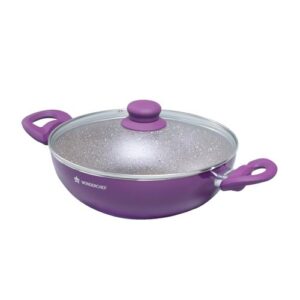 Wonderchef - Royal Velvet Non-Stick Cookware Set, 5Pc (Fry Pan With Lid, Wok, Dosa Tawa, Mini Fry Pan)-Purple