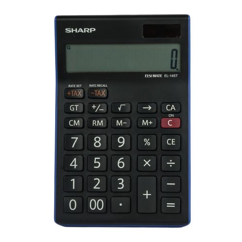Sharp -  EL-145T - 14 Digit Calculator - Black/ Blue