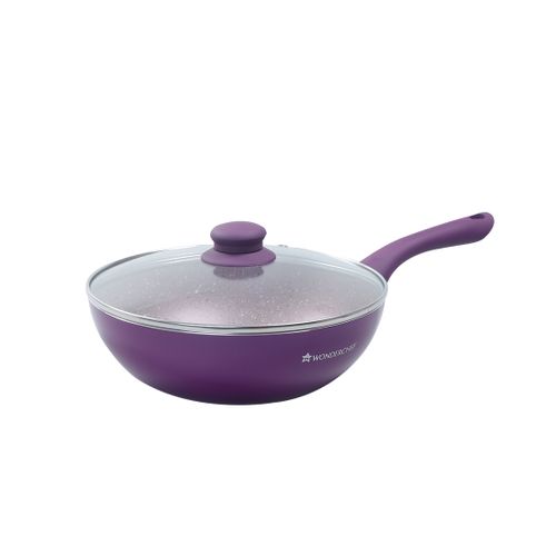 Wonderchef – Royal Velvet Non-Stick Cookware Set,  4Pc (Fry Pan With Lid,  Wok,  Dosa Tawa)-Purple