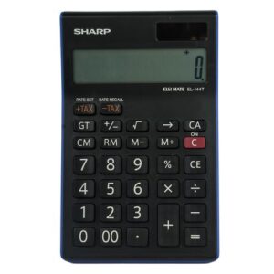 Sharp -  EL-144T - 14 Digit Calculator - Black/ Blue