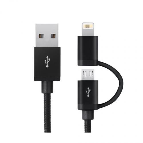 ZOOOK – ZT-B21M – 2 In 1 Charging Cable – Andoid + IOS – Black
