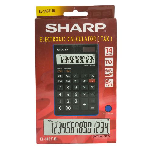 Sharp – EL-145T – 14 Digit Calculator – Black/ Blue