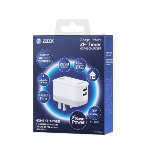 ZOOOK – ZF-TIMER – Home Charger With 2 USB Ports – White