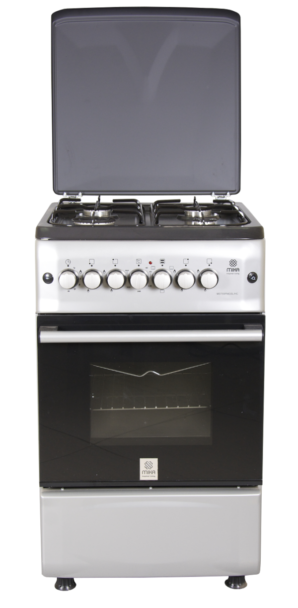 Mika MST55PI4GSL/HC 4 Gas Cooker with Electric Oven Silver