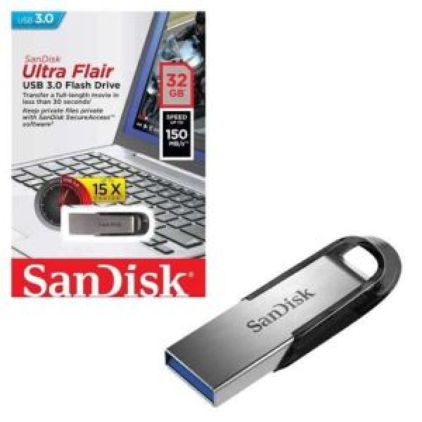 SANDISK ULTRA FLAIR USB 3.0 FLASH DRIVE 32GB